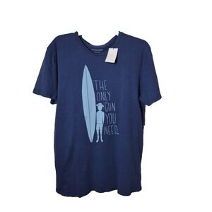 Outerknown T Shirt Mens Medium Blue Graphic 100% Organic Cotton Short Sleeve NEW